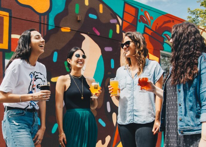 group of friends drinking beer